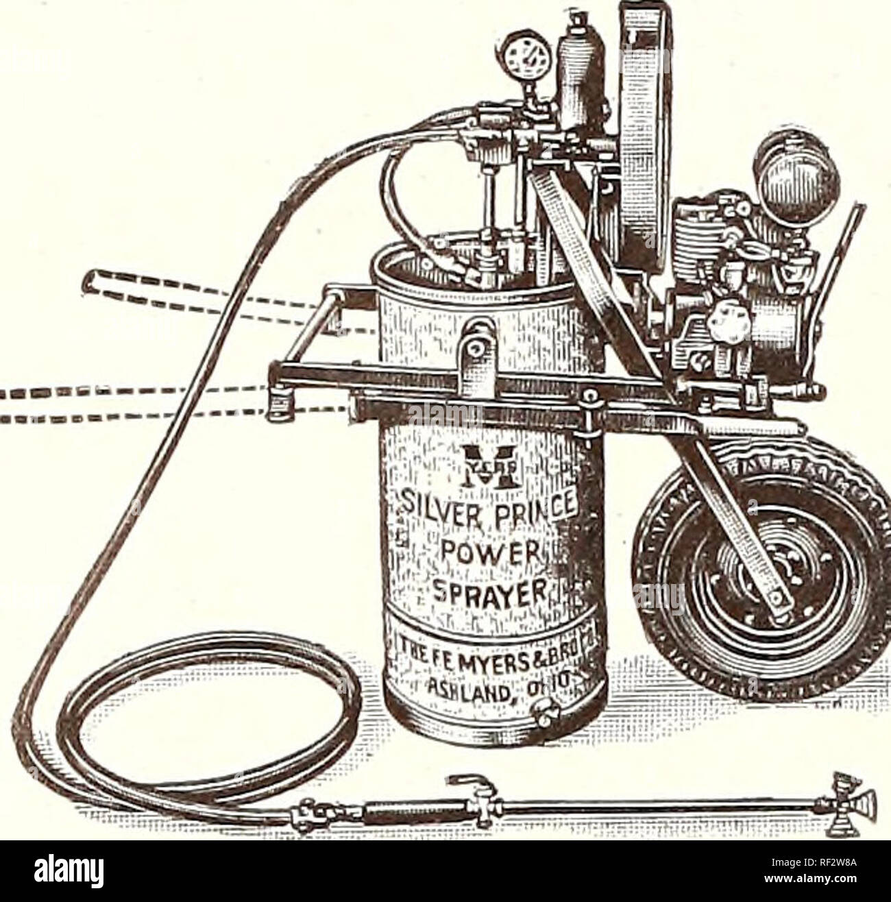 . Catalogue 1945.. Les catalogues de graines ; légumes ; Catalogues Catalogues Catalogues fleurs ; plantes ; Matériel et fournitures de jardinage Catalogues. Chamoisettes ET PULVÉRISATEURS À MAIN POUVOIR EXPLOITÉ cr.-.. Brouette - Pulvérisateurs POMPES À MAIN No 806 ECCS pour les serres, les successions, les terrains de golf, des jardiniers, de la volaille- hommes, des arboriculteurs fruitiers. Tous les châssis en acier. 12 % gallon réservoir galvanisé. Bordée de porcelaine, double effet- la pompe de la Cham- bre et le clapet de décharge. Le roulement à billes et de bronze. Fonctionne à 235 livres de pression. Meublé avec manomètre : 15 ft. yg pouce flexible avec vanne d'arrêt du levier. L'extension du tuyau de 18 pouces et non réglable Banque D'Images
