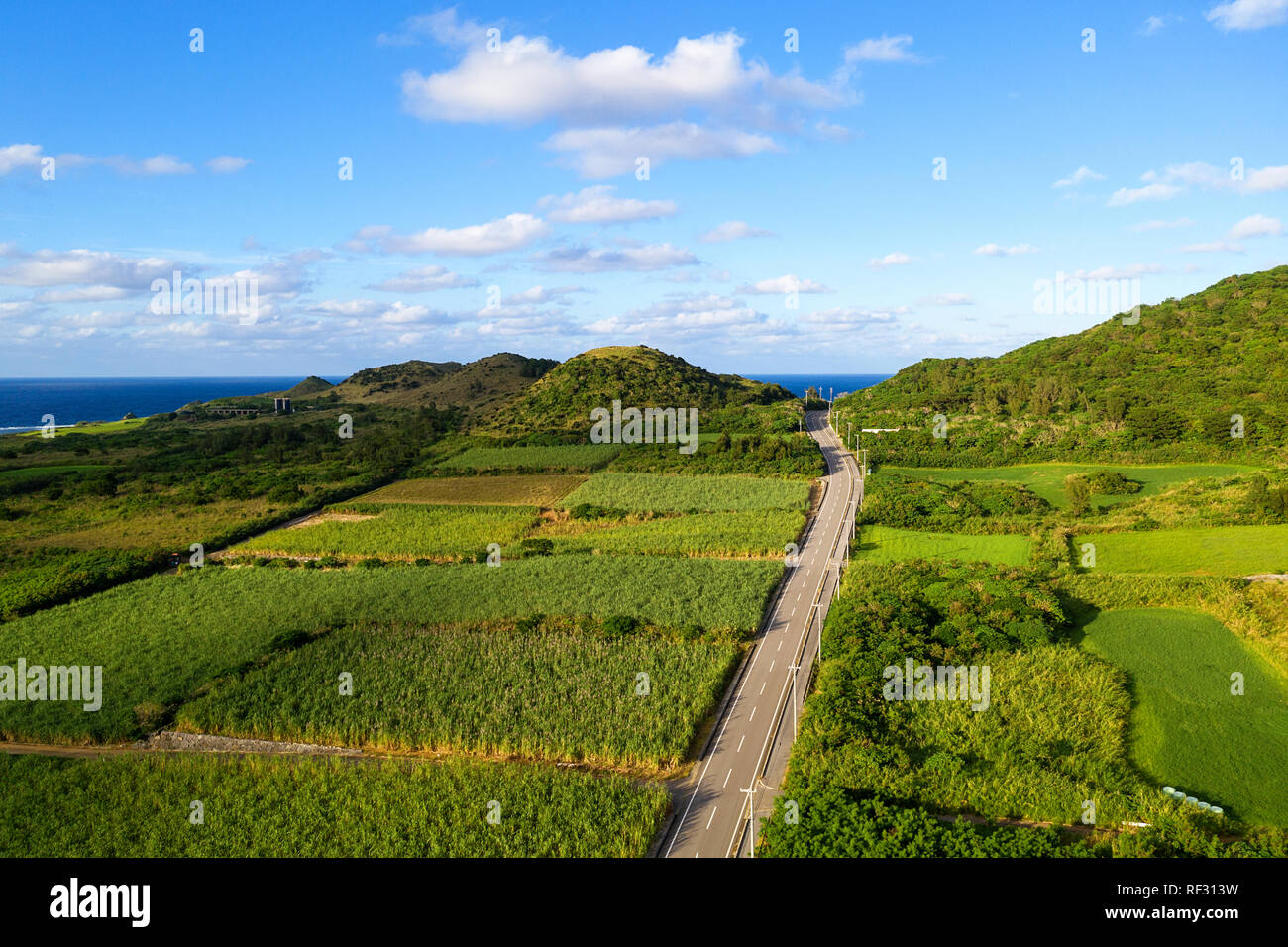Paysage côtier de l'aerail vew sur Ishigaki island, Japon, îles d'Okinawa Banque D'Images