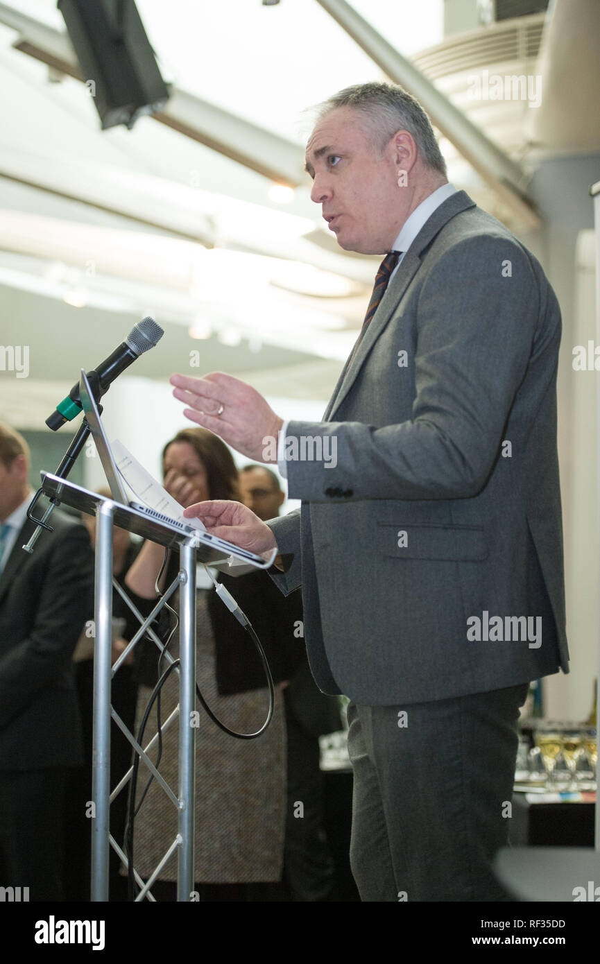 Edinburgh, Royaume-Uni. 23 janvier 2019. Ministre des sciences Richard Lochhead (photo), Président du Conseil consultatif scientifique écossais le Professeur Paul Boyle et conseiller scientifique en chef de l'Ecosse le professeur Sheila Rowan parler lors du lancement officiel d'un important rapport sur la science écossais. Le rapport examinera le paysage scientifique en Écosse entre 2007 et 2016 et permettra de comparer la façon dont le secteur de la science et de la recherche écossaise a joué contre d'autres pays de taille similaire. Crédit : Colin Fisher/Alamy Live News Banque D'Images