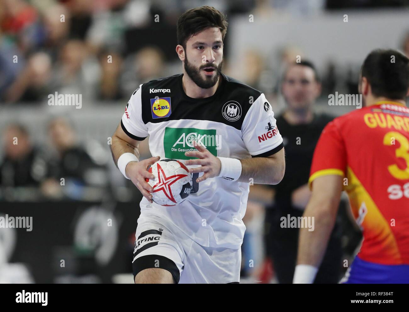 Firo : 23.01.2019, le handball : Coupe du Monde Coupe du monde tour principal Allemagne - Espagne 31:30 Simple Action, Tim Suton, GER | conditions dans le monde entier Banque D'Images