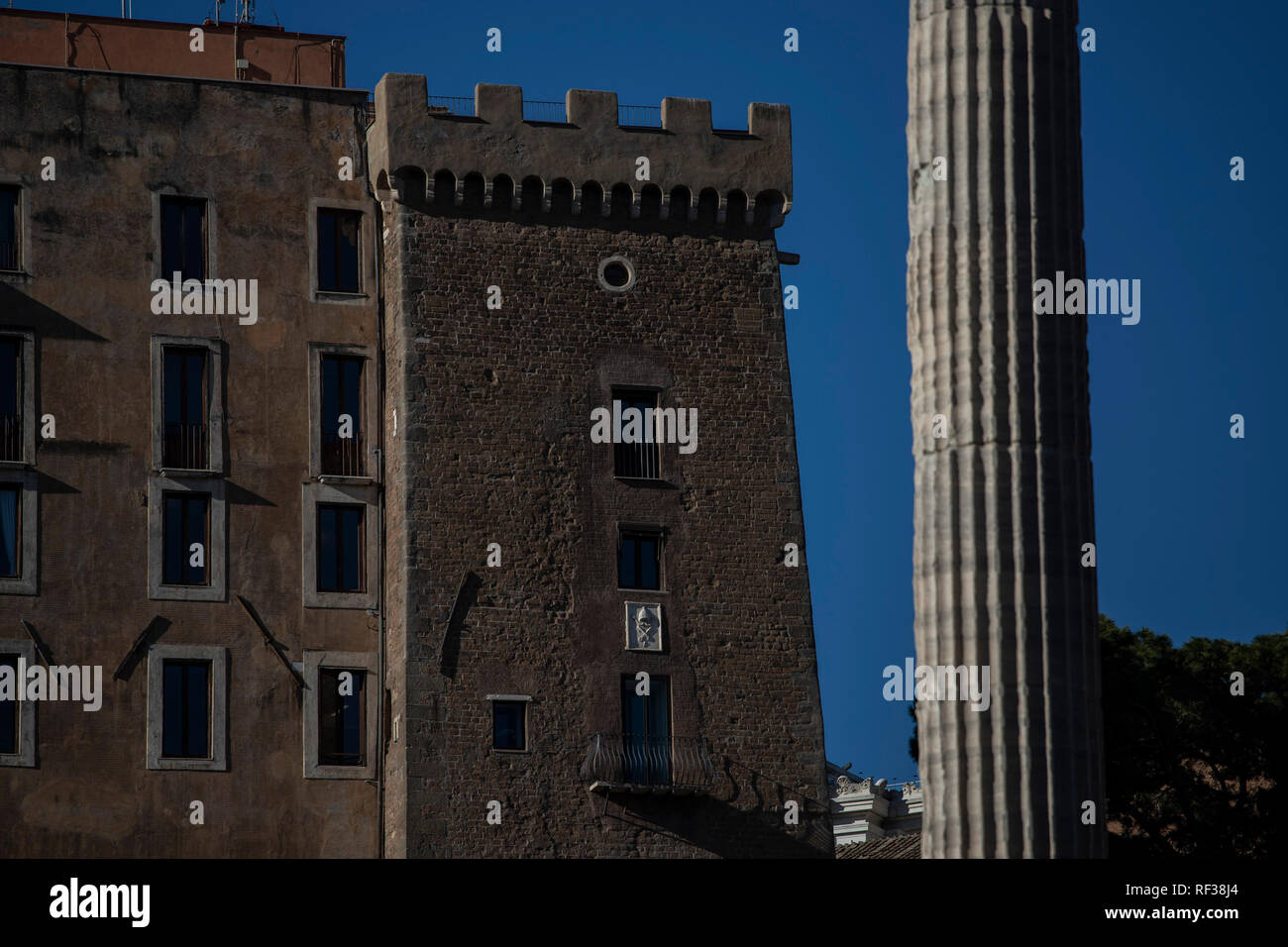 Foto Carlo Lannutti/LaPresse 15-01 - 2019 Roma, Italia Cronaca. Basilique Ulpia al Foro di Traiano Nella foto : Palazzo Senatorio Campidoglio Banque D'Images