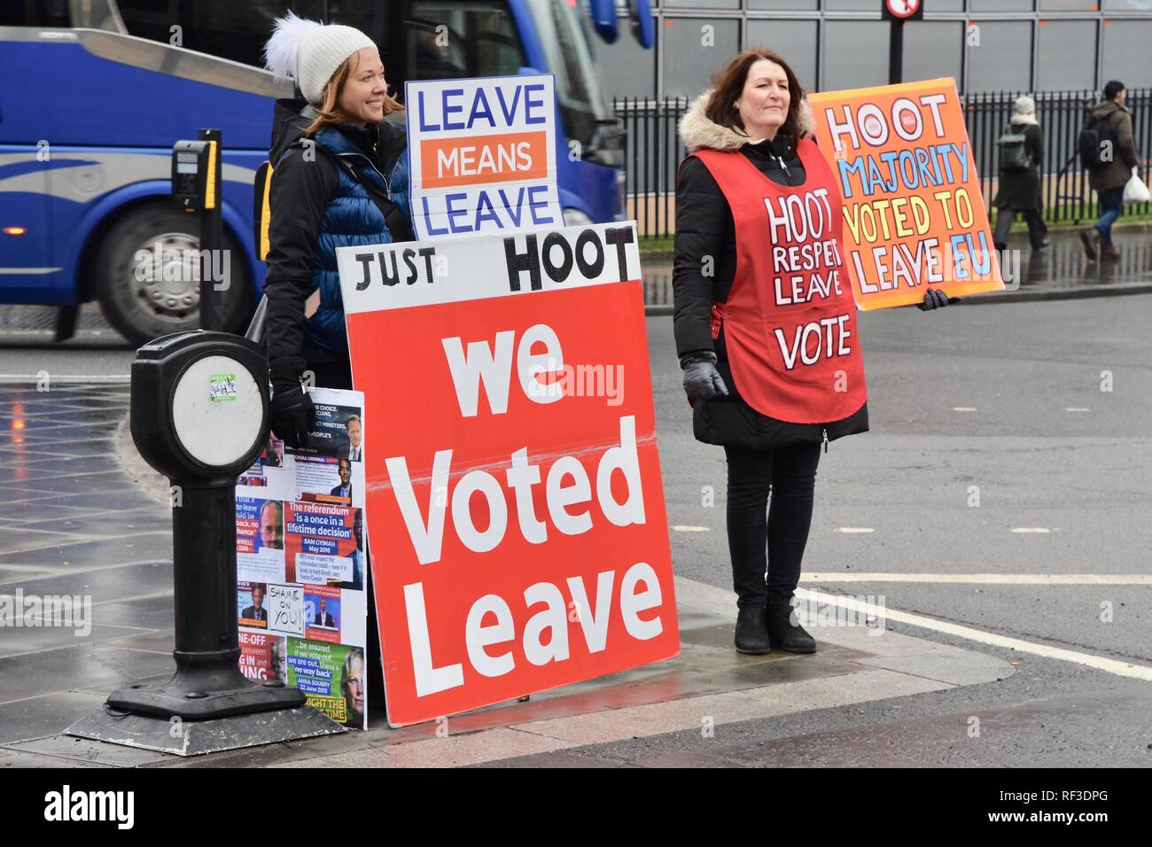 Londres, Royaume-Uni. 24 Jan 2019. Brexit, manifestants pro Maisons du Parlement, London.UK Crédit : michael melia/Alamy Live News Banque D'Images
