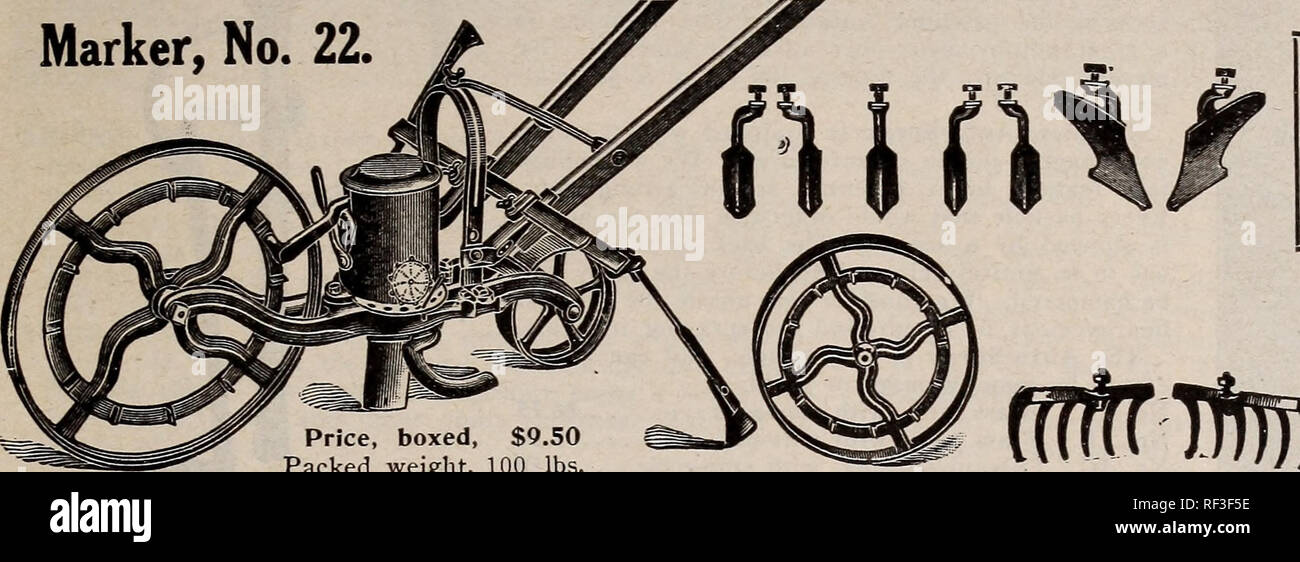. Catalogue 1915 : semences, bulbes, arbustes. Les catalogues de graines de semences de légumes ; catalogues ; graines de fleurs graines fruits ; Catalogues Catalogues ; pépinières (Horticulture) Catalogues. Nouvelle Prestation universelle et d'autres outils de jardin espace 91 permettra à nos montrant et décrivant uniquement l'un des nouveaux outils universelle, mais nous vous enverrons une illus- tré catalogue descriptif gratuitement à tous ceux qui en font la demande. Les prix indiqués ci-dessus sont nets. Nouvelle Prestation universelle n° 17 Jardin percez PAS DE MEILLEUR SEEDER PEUT ÊTRE PRODUIT sème toutes sortes de semences de légumes, y compris les pois, haricots et maïs. La profondeur peut être mesurée à tout espace requis ; fera une Banque D'Images
