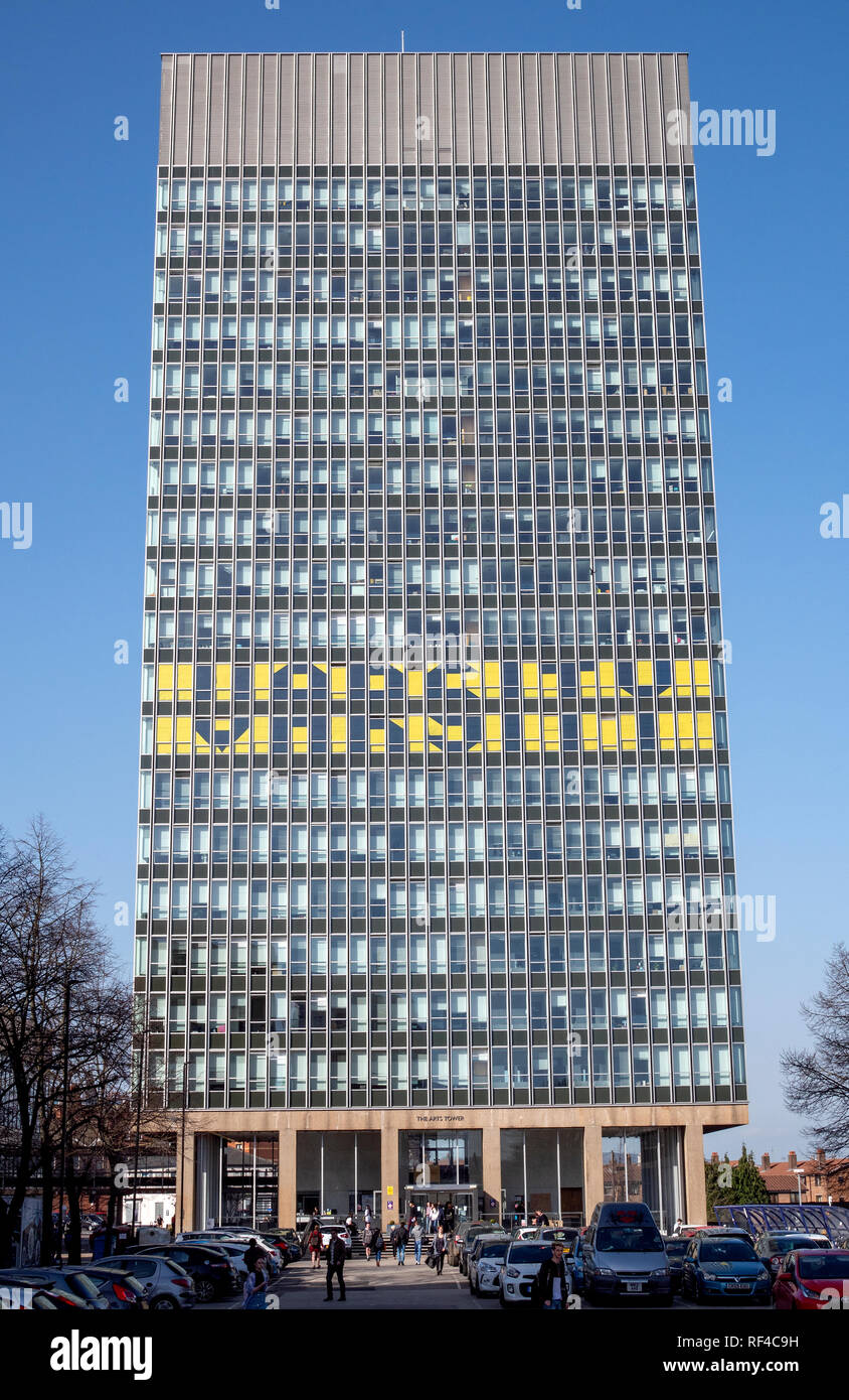 Le tour des arts, Université de Sheffield, Sheffield, South Yorkshire, Angleterre, Royaume-Uni. Banque D'Images