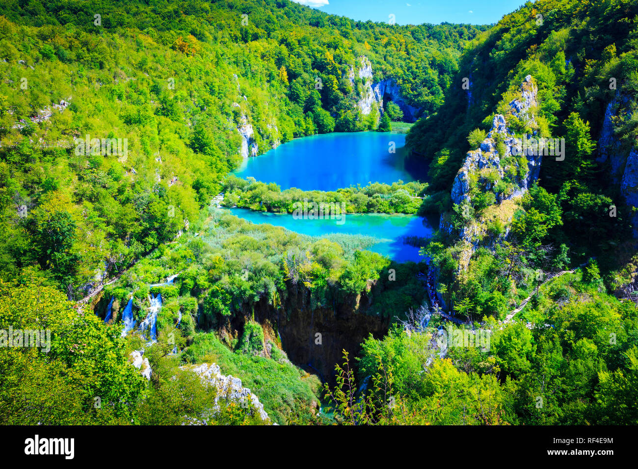 Lacs de la municipalité de Vidikovac vue. Le parc national des Lacs de Plitvice. La Croatie, l'Europe. Banque D'Images