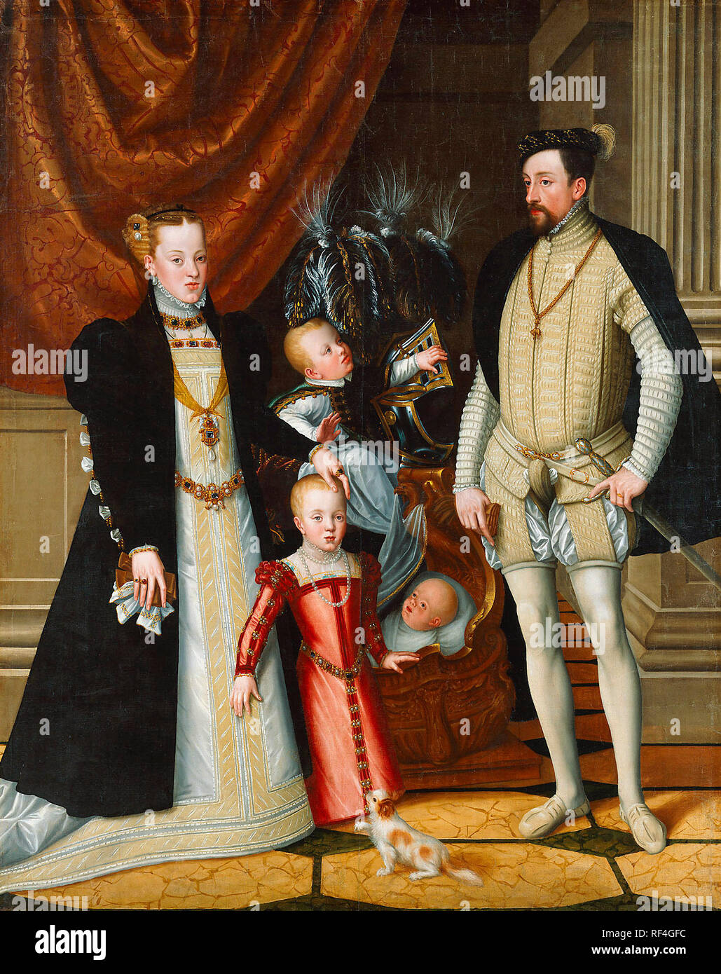 L'Empereur Maximilien II d'Autriche et son épouse l'Infante Maria de l'Espagne avec leurs enfants. Giuseppe Arcimboldi, circa 1563 Banque D'Images