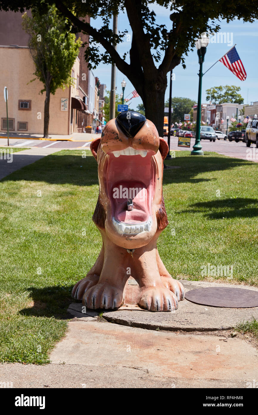 Fontaines en forme de lion à Delavan, au Wisconsin Banque D'Images