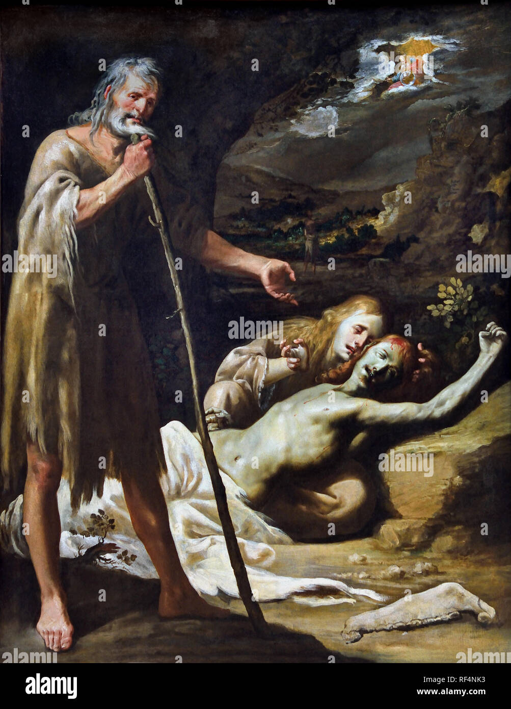 La mort d'Abel, autour de 1655 DOMEDEL Sebastian MARTINEZ (Jaén, environ 1615 - Madrid, 1667) l'Espagne, l'espagnol, ( Adam et Eve le corps d'Abel mort pleurer ) Banque D'Images