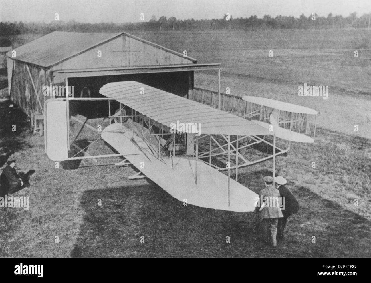 L'aéronautique, les frères Wright avec leur machine volante, 1908 Banque D'Images