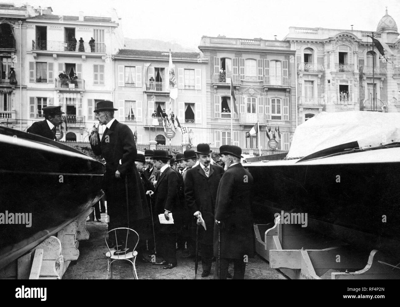 Principauté de Monaco, le roi Gustave V de suède au boat show, 1900-1910 Banque D'Images