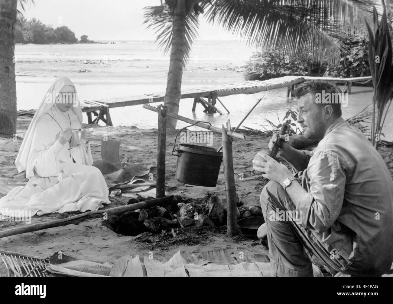 Robert Mitchum et Deborah Kerr, Dieu sait, monsieur Allison, 1957 Banque D'Images