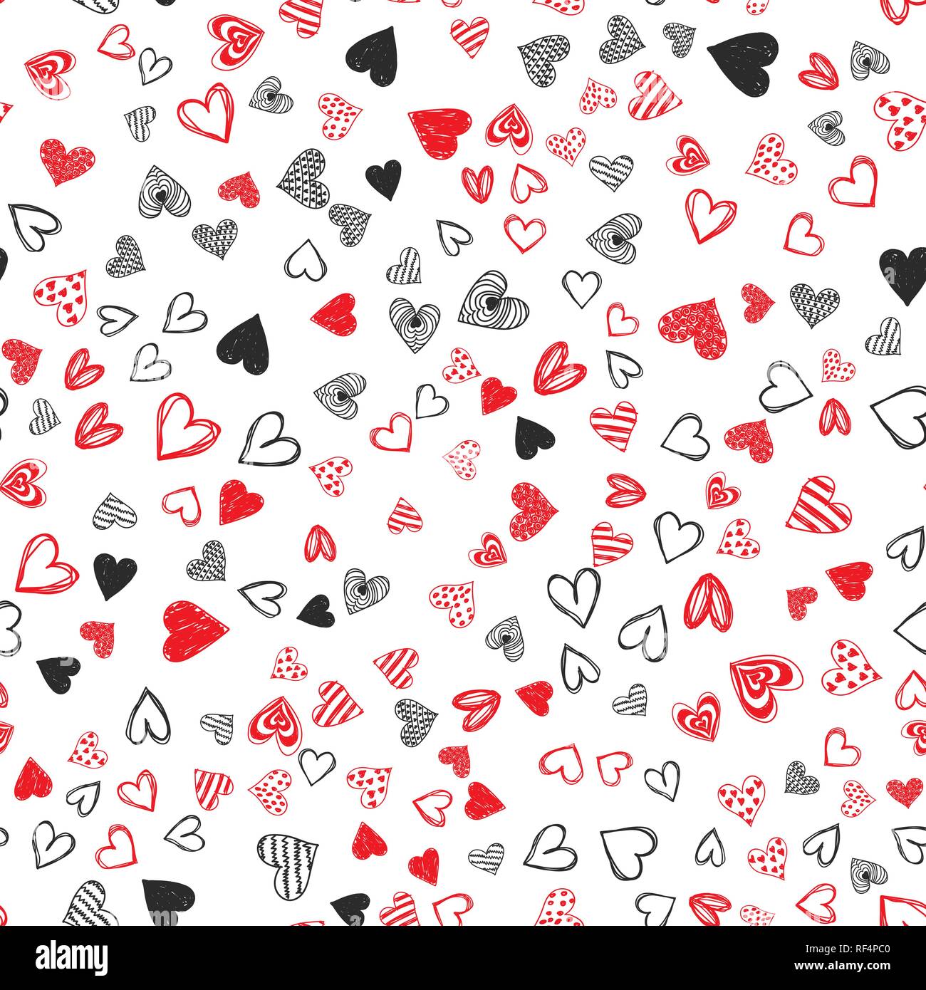Doodle love heart Valentines Day seamless Illustration de Vecteur