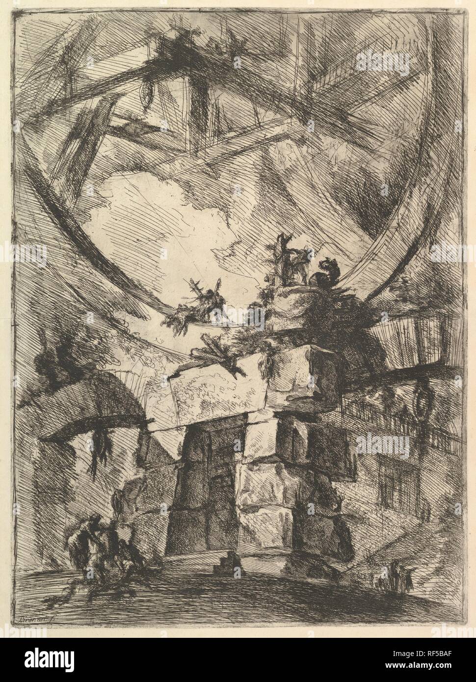 La roue géante, de Carceri d'invenzioni (Prisons imaginaires). Artiste : Giovanni Battista Piranesi (Italien, Mogliano Veneto Rome 1720-1778). Fiche Technique : Dimensions : 25 x 19 1/2 à 1/16. (63,6 x 49,5 cm) Plaque : 21 5/8 x 16 1/16 in. (55 x 40,8 cm). Editeur : Giovanni Bouchard (Français, ca. 1716-1795). Series/portefeuille : Carceri d'invenzione (Prisons imaginaires). Date : ca. 1749-1750. Musée : Metropolitan Museum of Art, New York, USA. Banque D'Images