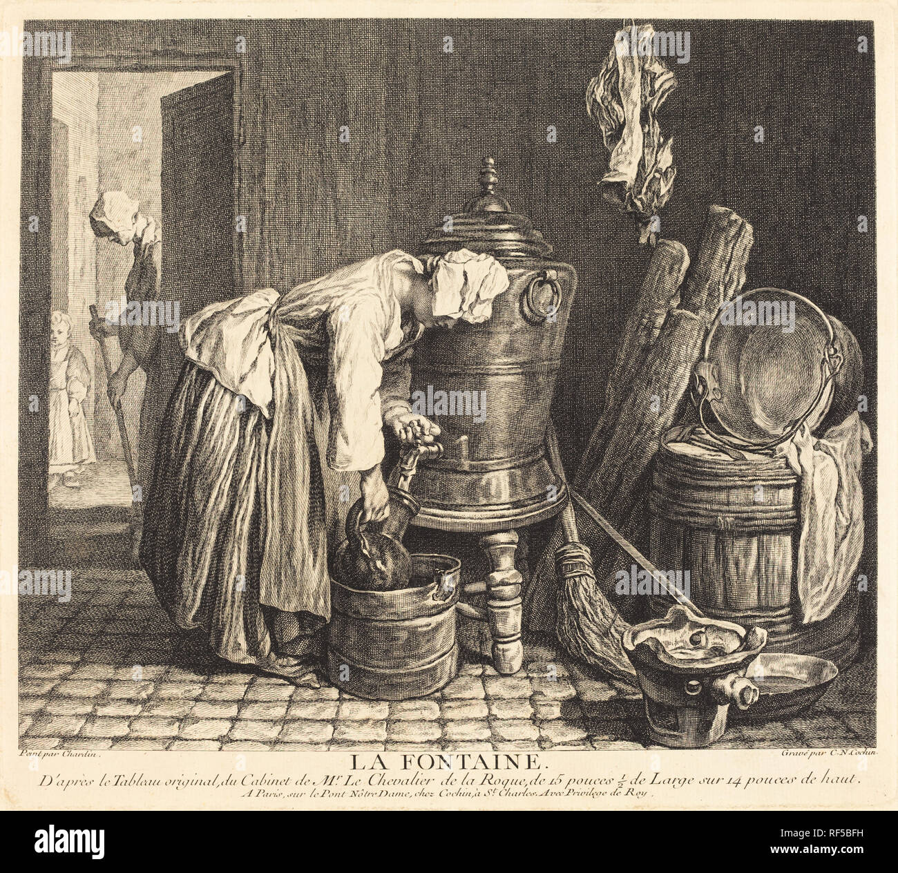 La Fontaine. En date du : 1739. Technique : gravure. Musée : National Gallery of Art, Washington DC. Auteur : Charles-Nicolas Cochin Jean Siméon Chardin J après. Charles-Nicholas Cochin, la plus jeune. Banque D'Images La Fontaine. En date du : 1739. Technique : gravure. Musée : National Gallery of Art, Washington DC. Auteur : Charles-Nicolas Cochin Jean Siméon Chardin J après. Charles-Nicholas Cochin, la plus jeune. Banque D'Images