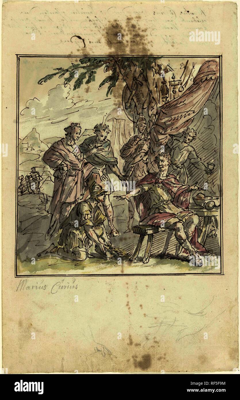 Marcus Curius Dentatus visités par les Samnites. Rapporteur pour avis : Elias van Nijmegen. Dating : 1677 - 1755. Dimensions : H 328 mm × W 210 mm. Musée : Rijksmuseum, Amsterdam. Banque D'Images