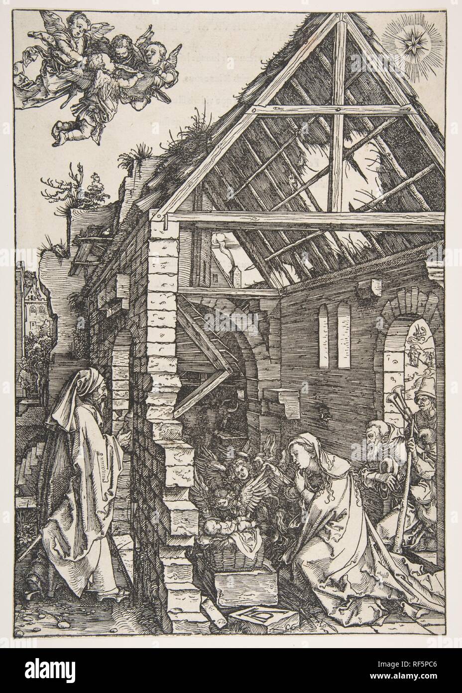 La Nativité, de la vie de la Vierge, de l'édition, 1511. Artiste : Albrecht Dürer (Nuremberg, Allemagne Nuremberg 1471-1528). Dimensions : 11 3/4 x 8 3/8 in. (29,8 x 21,3 cm). Date : 1511. Musée : Metropolitan Museum of Art, New York, USA. Banque D'Images