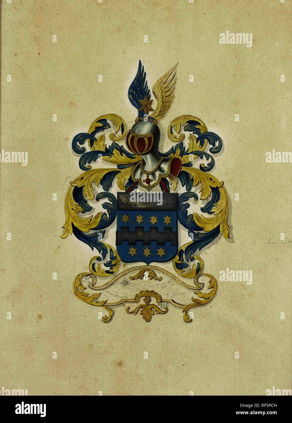 L'arme de Citters. Dating : ch. 1777. Lieu : Nord des Pays-Bas. Dimensions : H 33 cm × w 25 cm ; D. 2,3 cm. Musée : Rijksmuseum, Amsterdam. Auteur : Jacob Van Citters Verheye (peut-être). Banque D'Images