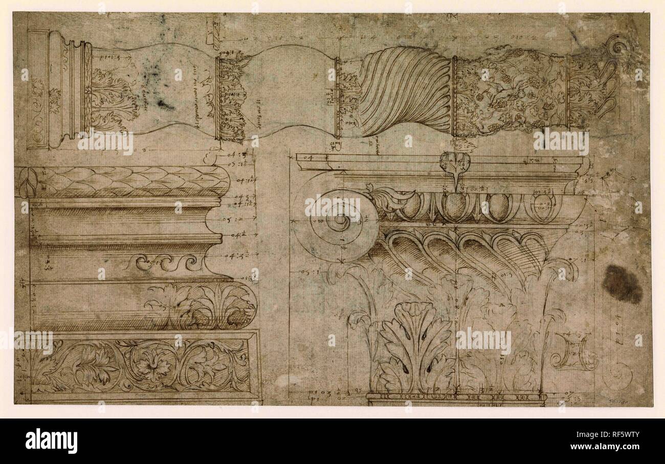 La colonne de Constantin à Saint-Pierre. Rapporteur pour avis : anonyme. Dating : 1500 - 1600. Dimensions : H 264 mm × W 427 mm. Musée : Rijksmuseum, Amsterdam. Banque D'Images
