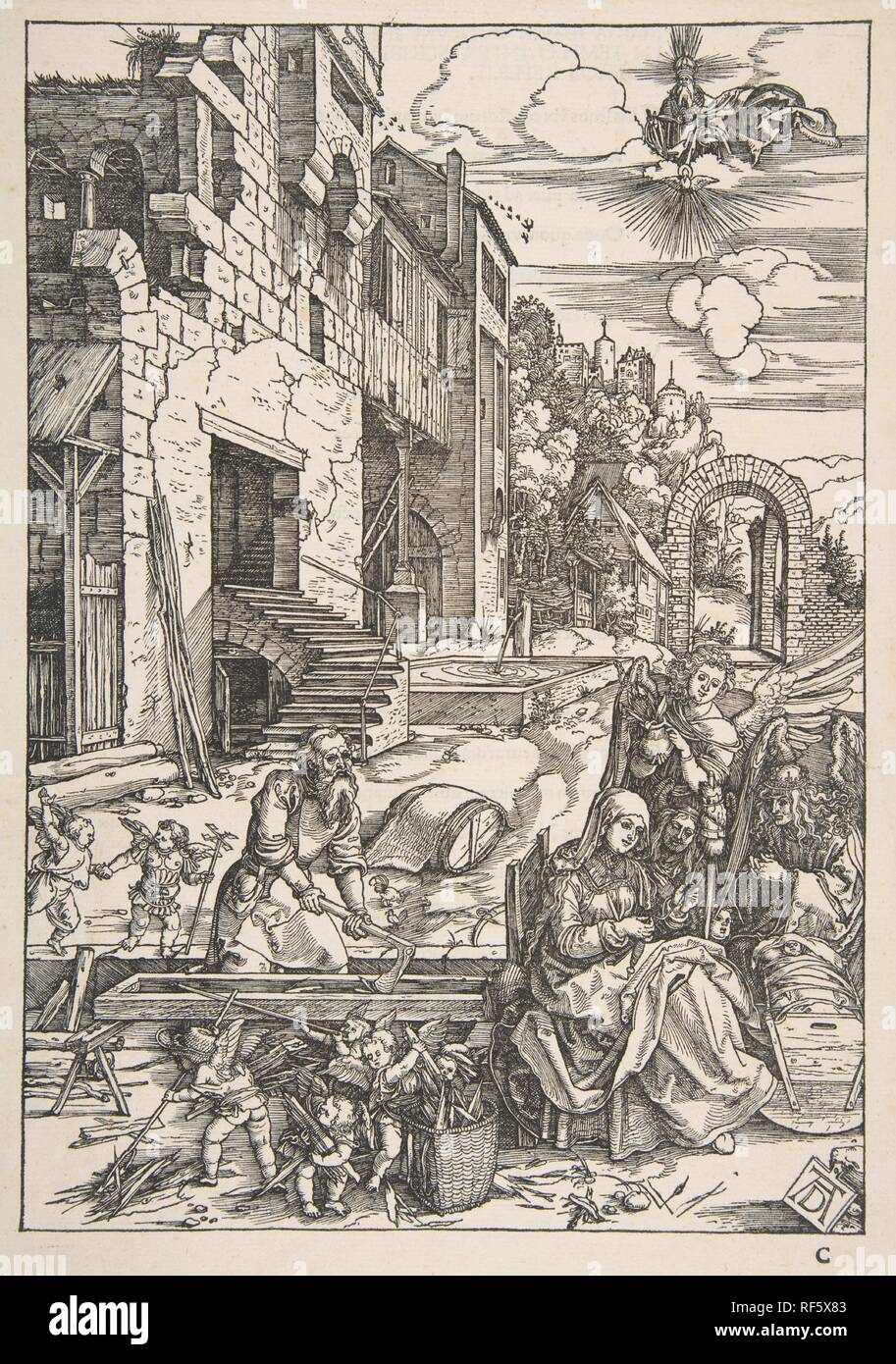 Le séjour de la Sainte Famille en Egypte, à partir de la vie de la Vierge, de l'édition, 1511. Artiste : Albrecht Dürer (Nuremberg, Allemagne Nuremberg 1471-1528). Fiche technique : Dimensions : 16 1/2 x 11 3/4 in. (41,9 x 29,8 cm) bloc : 11 3/4 x 8 1/4 in. (29,8 x 21 cm). Date : 1511. Musée : Metropolitan Museum of Art, New York, USA. Banque D'Images