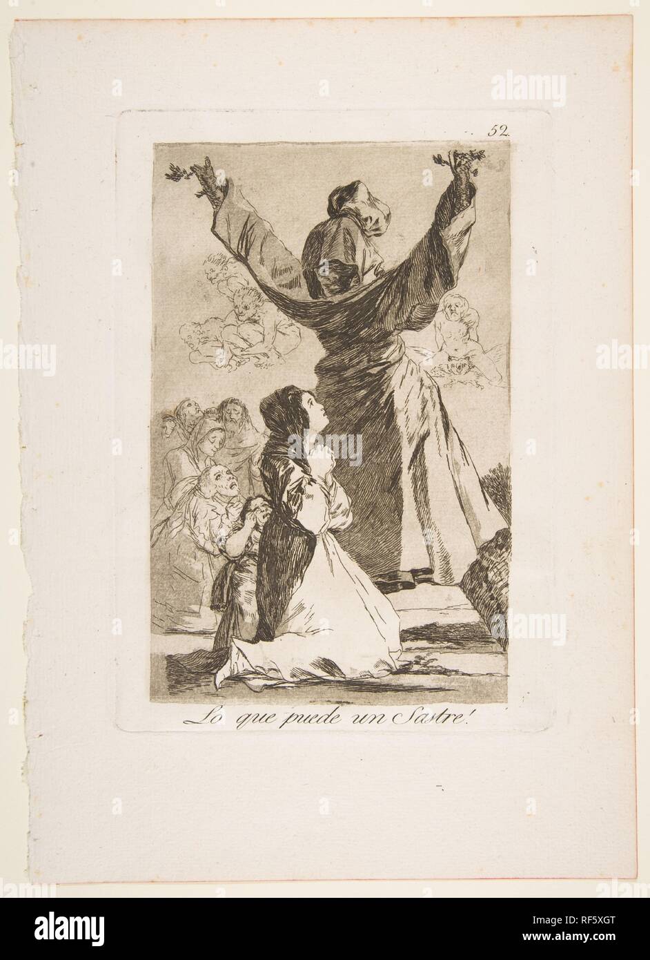 52 Plaque de "Los Caprichos" : qu'un tailleur peut faire ! (Lo que puede un Sastre !). Artiste : Goya (Francisco de Goya y Lucientes (Fuendetodos) espagnol, 1746-1828 Bordeaux). Dimensions : Plateau : 8 3/8 x 5 15/16 in. (21,3 x 15,1 cm) feuille : 11 5/8 x 8 1/4 in. (29,5 × 20,9 cm). Series/portefeuille : Los Caprichos. Date : 1799. Musée : Metropolitan Museum of Art, New York, USA. Banque D'Images