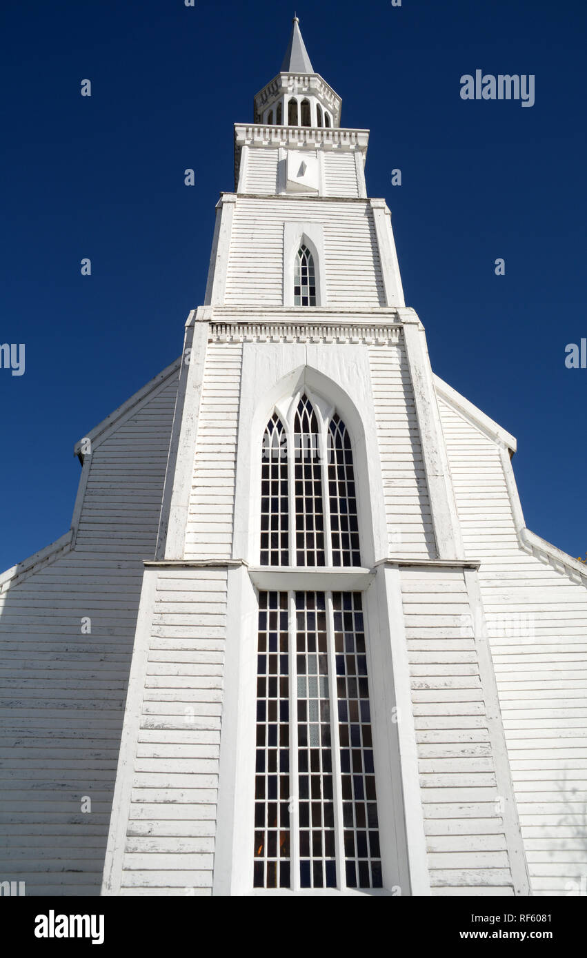 La fin du 19ème siècle de style gothique église anglicane à l'indigenous Cree First Nation ville de Stanley Mission, le nord de la Saskatchewan, Canada. Banque D'Images