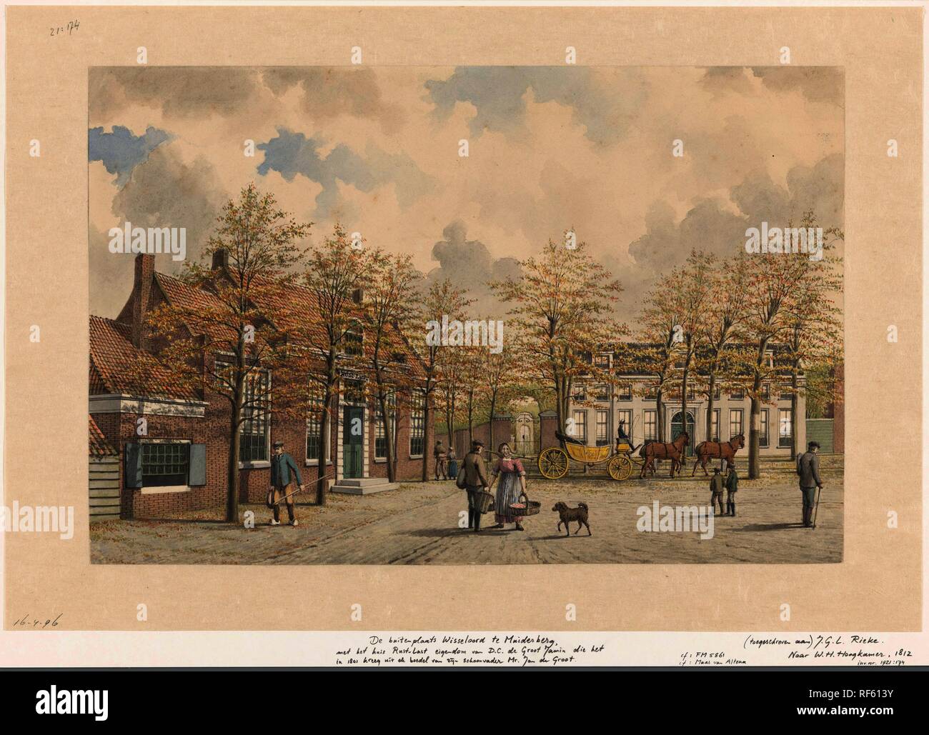 Le Buitenplaats Wisseloord à Muiderberg. Rapporteur pour avis : Johan George Lodewijk De Rieke (attribué à). Rapporteur pour avis intermédiaire : Willem Hendrik Hoogkamer. Dating : 1827 - 1898. Dimensions : H 310 mm × W 470 mm. Musée : Rijksmuseum, Amsterdam. Banque D'Images