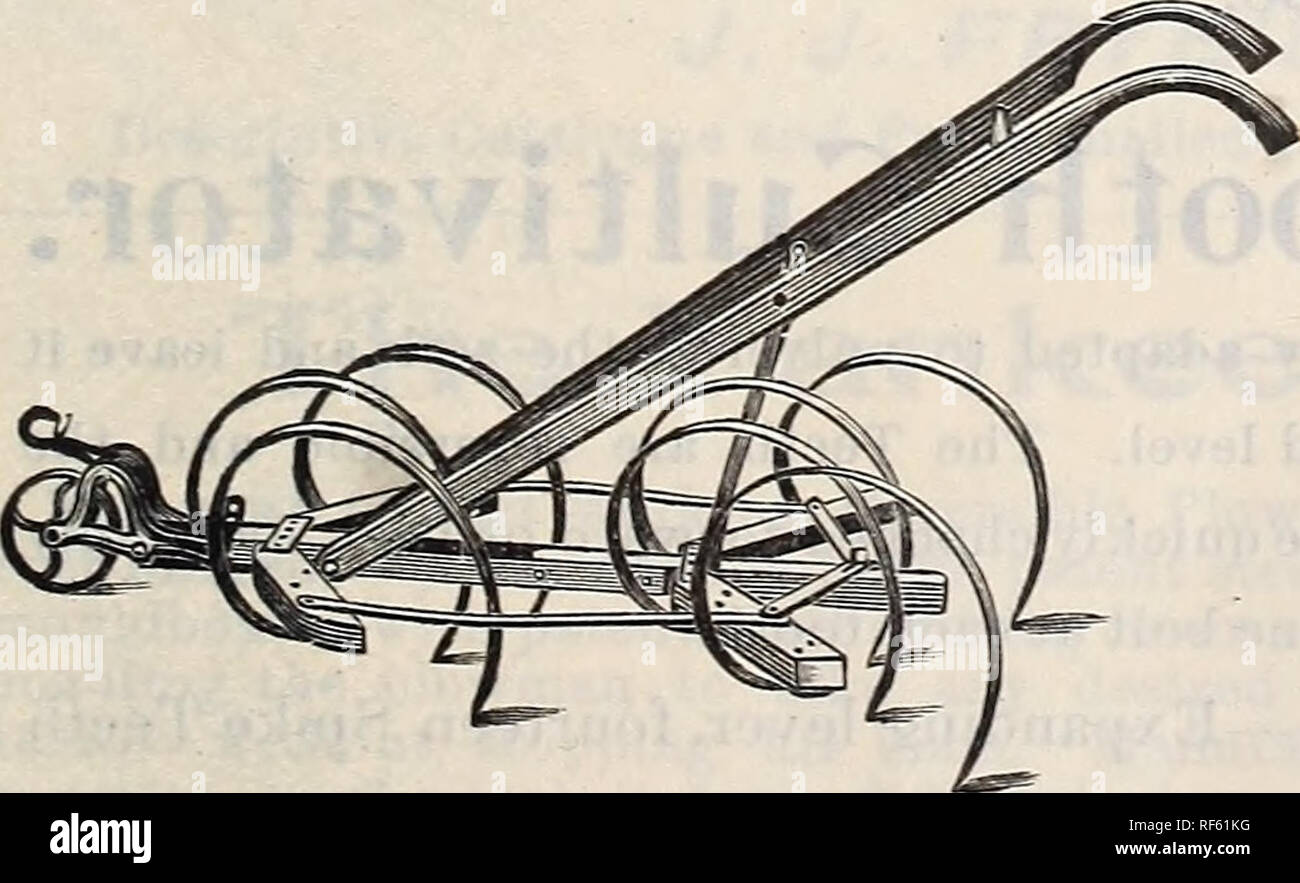 . Kendall &AMP ; Whitney's illustrated catalogue descriptif et de jardin, terrain et des graines de fleurs. Portland Maine pépinière catalogues ; graines de fleurs ornementales, Plantes catalogues ; catalogues ; Graines de legumes ; instruments agricoles Catalogues Catalogues. 10 Dent, un cheval, plaine dents, avec levier. Le poids, 120 kg, prix de 8,00 $. SYRACUSE PRINTEMPS CULTIVATEUR. dent. Ce cultivateur est particulièrement adapté pour une utilisation en sol pierreux. Les cadres sont en acier, solide, et bien mis en place tout au long. Les dents sont bien trempé à l'huile, les ressorts sont similaires et inter- changeable, et sont également réglables pour l'angle Banque D'Images