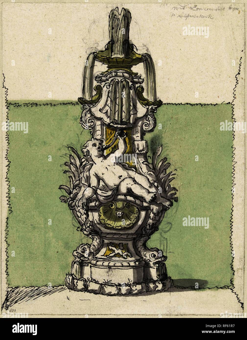 Conception pour une fontaine. Rapporteur pour avis : Daniël Marot (II). Dating : 1705 - 1769. Dimensions : H 208 mm × W 163 mm. Musée : Rijksmuseum, Amsterdam. Banque D'Images