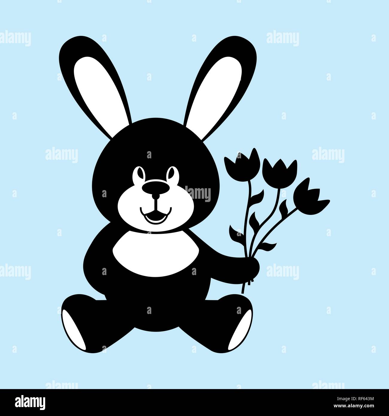 Simple Dessin Dun Jouet Hare Avec Un Bouquet De Fleurs Dans