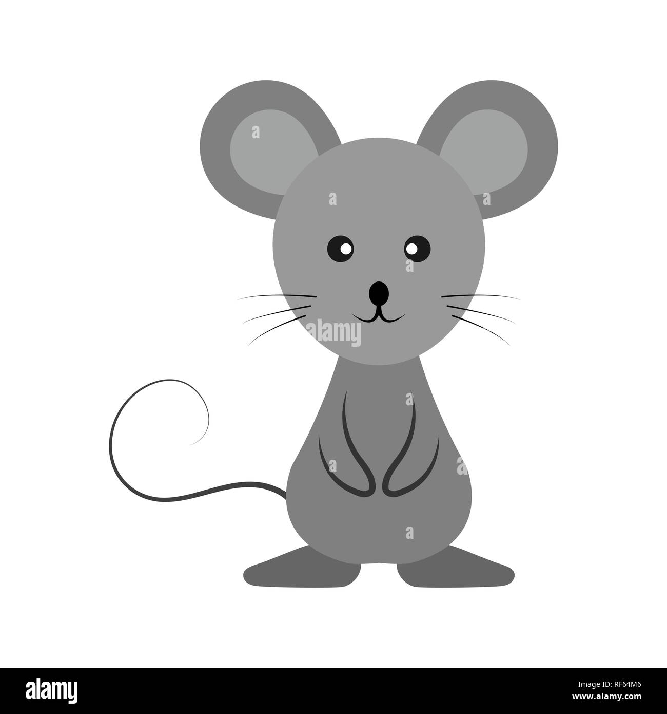 Gris souris cartoon, dessin simple, animal Illustration de Vecteur