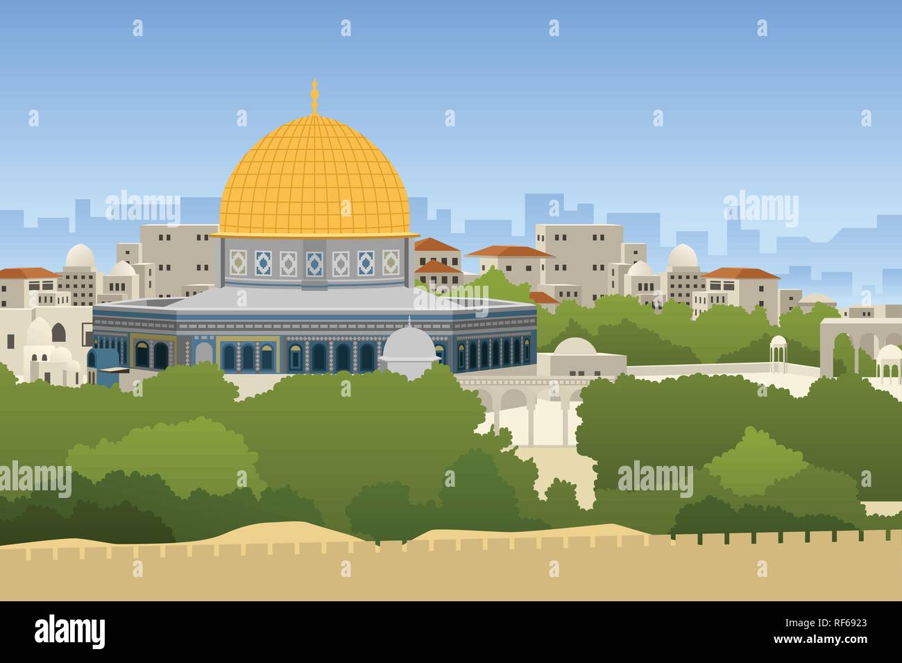 Un vecteur illustration de Dome Rock Jérusalem Illustration de Vecteur