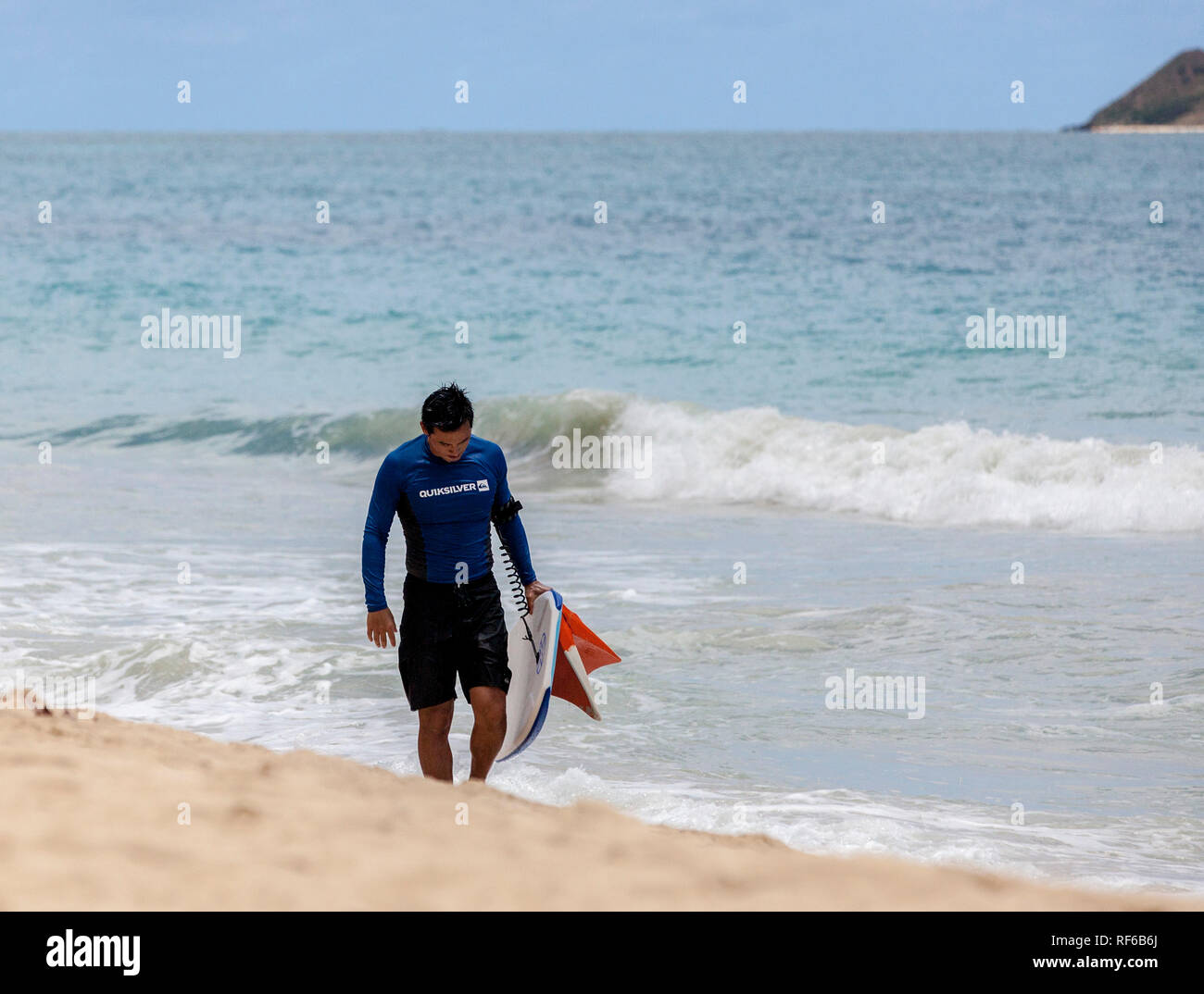 Le bodyboard, Oahu Hawaii Banque D'Images