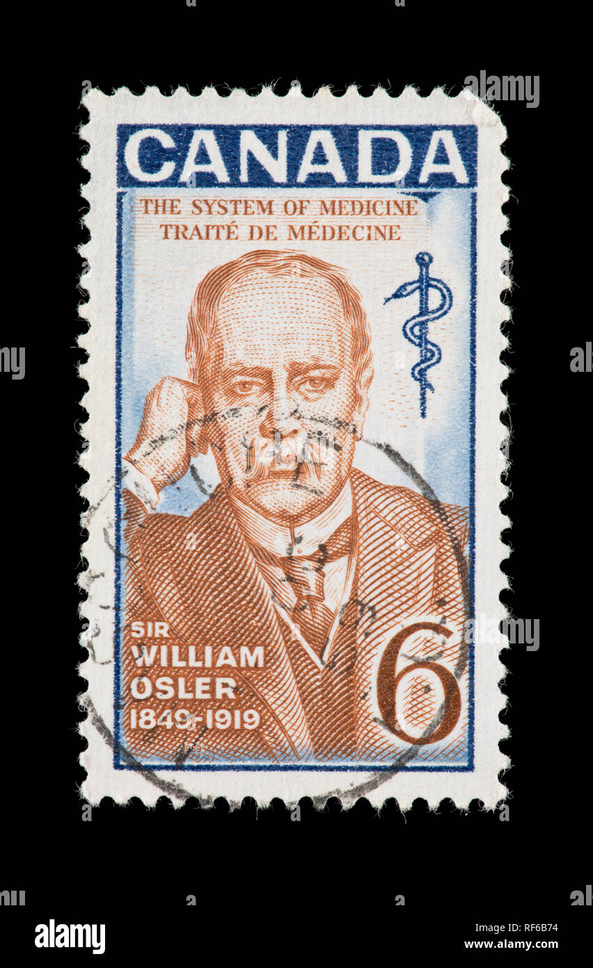 Timbre du Canada représentant Sir William Osler, médecin et professeur de physiologie et de pathologie. Banque D'Images