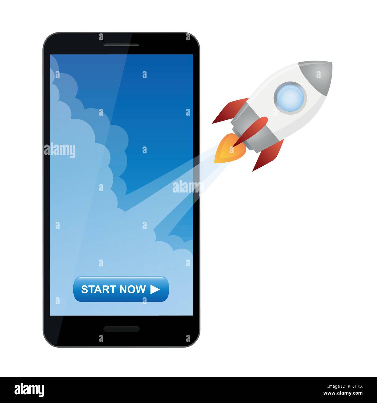 Rocket est l'avion du concept de démarrage smartphone vector illustration EPS10 Illustration de Vecteur