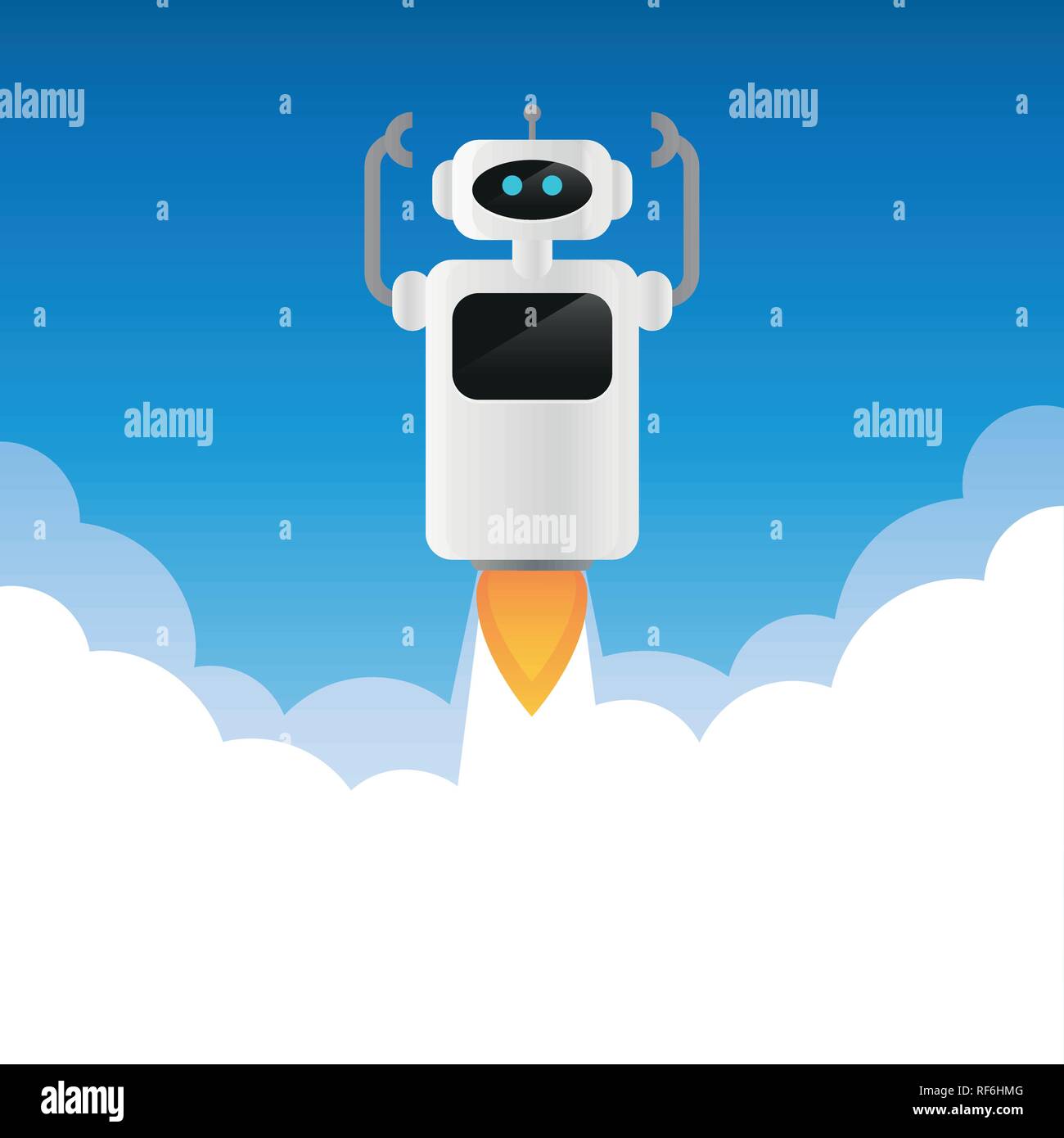 Lance un robot dans l'espace de fumée illustration vecteur EPS10 Illustration de Vecteur