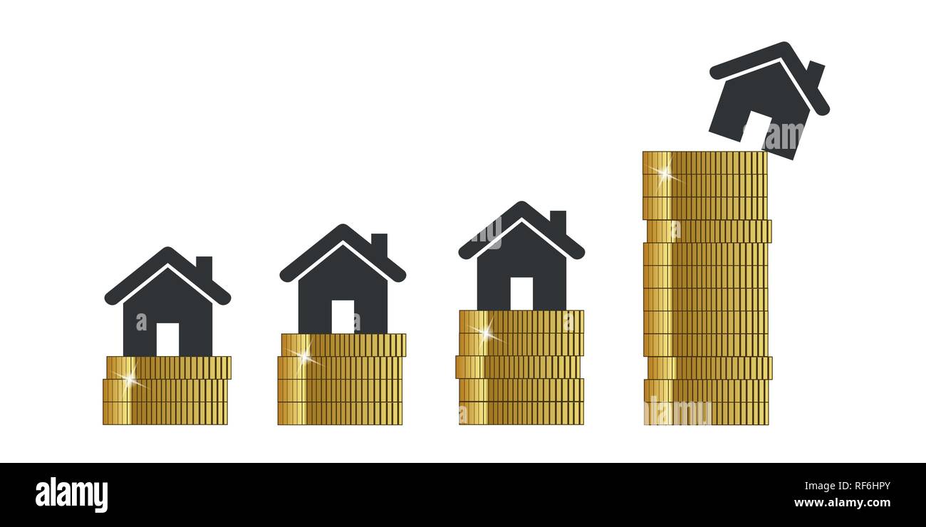 La hausse des prix de l'immobilier dans la hauteur vector illustration EPS10 Illustration de Vecteur