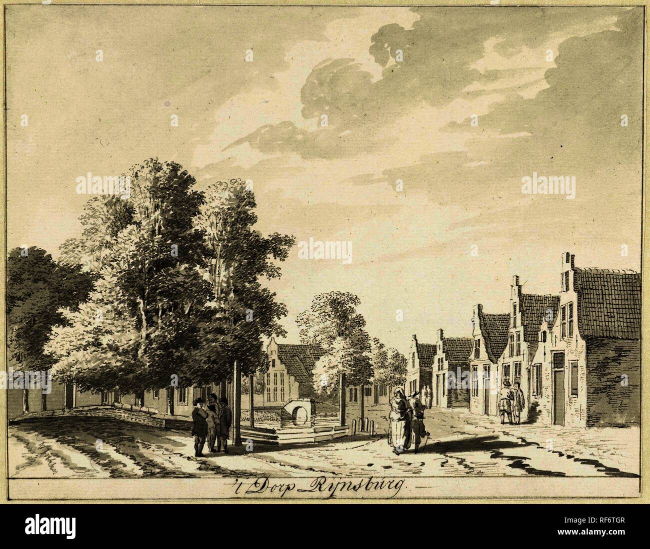 Le village Rijnsburg. Rapporteur pour avis : Hendrik Tavenier. Dating : 1775. Dimensions : H 183 mm × W 235 mm. Musée : Rijksmuseum, Amsterdam. Banque D'Images