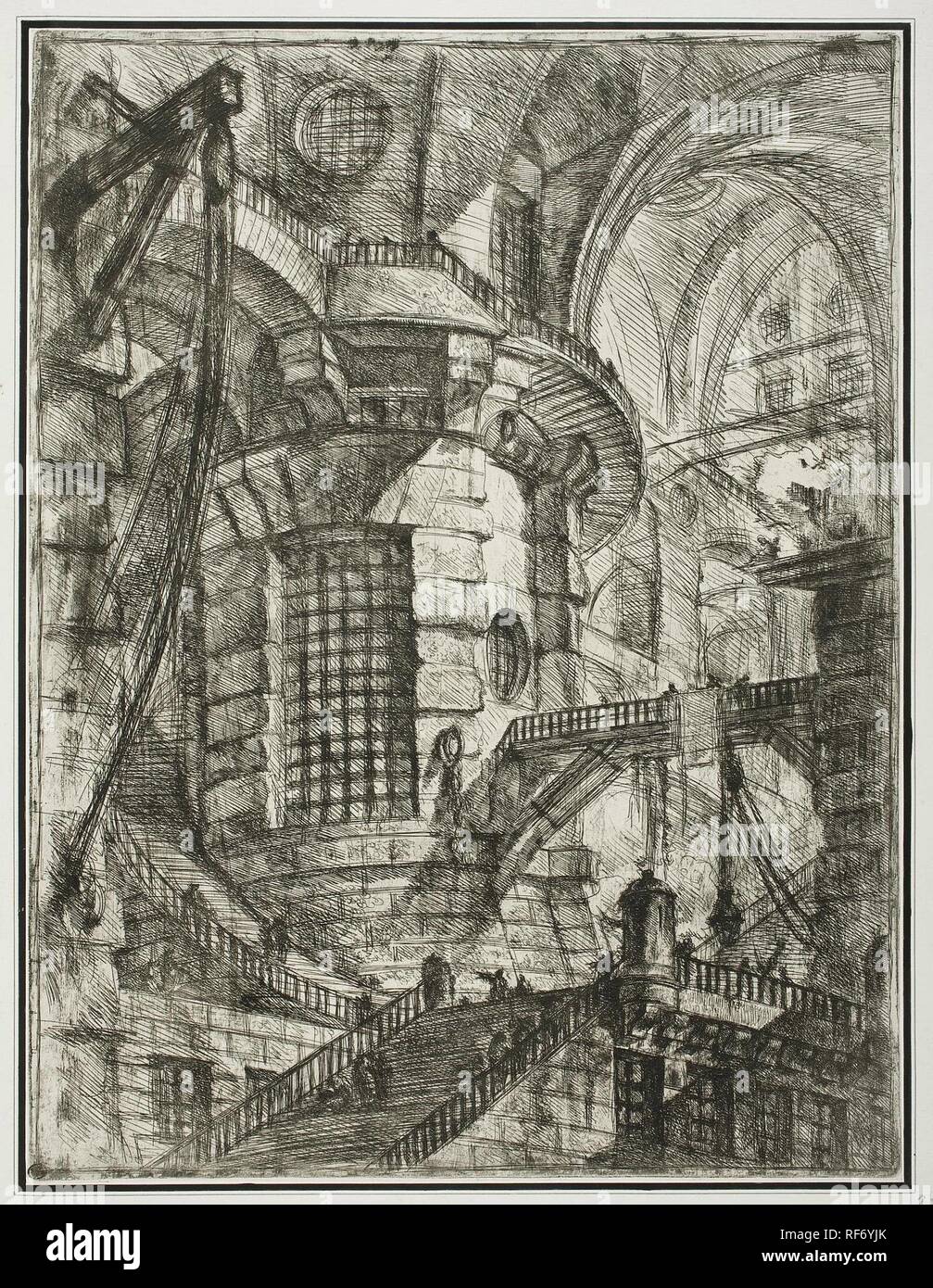 Dans la série Les prisons imaginaires (Le Carceri d'Invenzione). Musée : Etat de l'Ermitage, Saint-Pétersbourg. Auteur : Giovanni Battista Piranesi. Banque D'Images