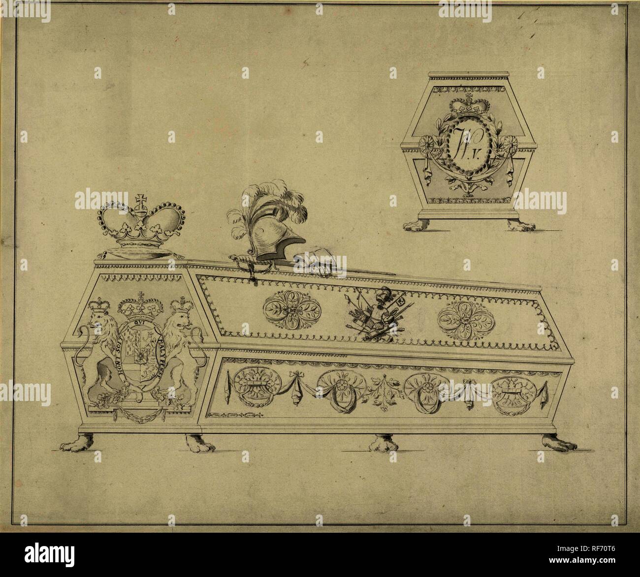 Tombe de Guillaume V, Prince d'Orange-Nassau. Rapporteur pour avis : anonyme. Dating : 1806 - 1899. Lieu : Nederlanden. Dimensions : H 476 mm × W 572 mm. Musée : Rijksmuseum, Amsterdam. Banque D'Images