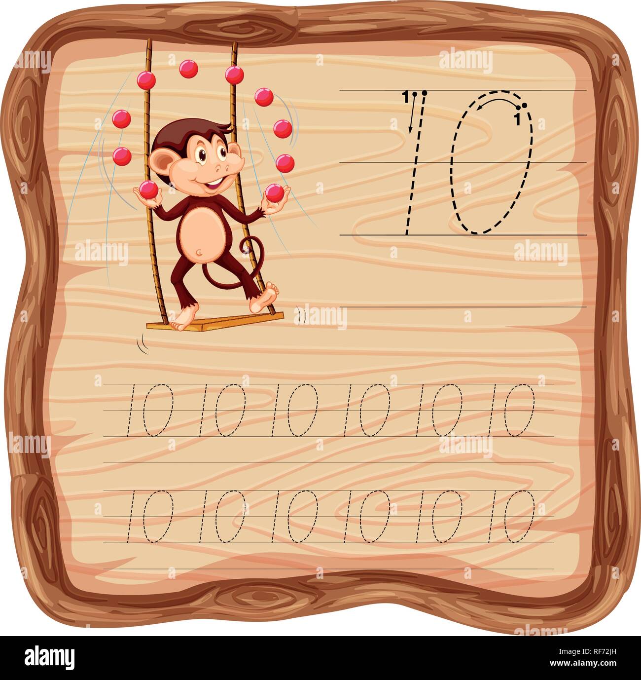 Nombre dix feuilles d'alphabet traçage illustration Illustration de Vecteur