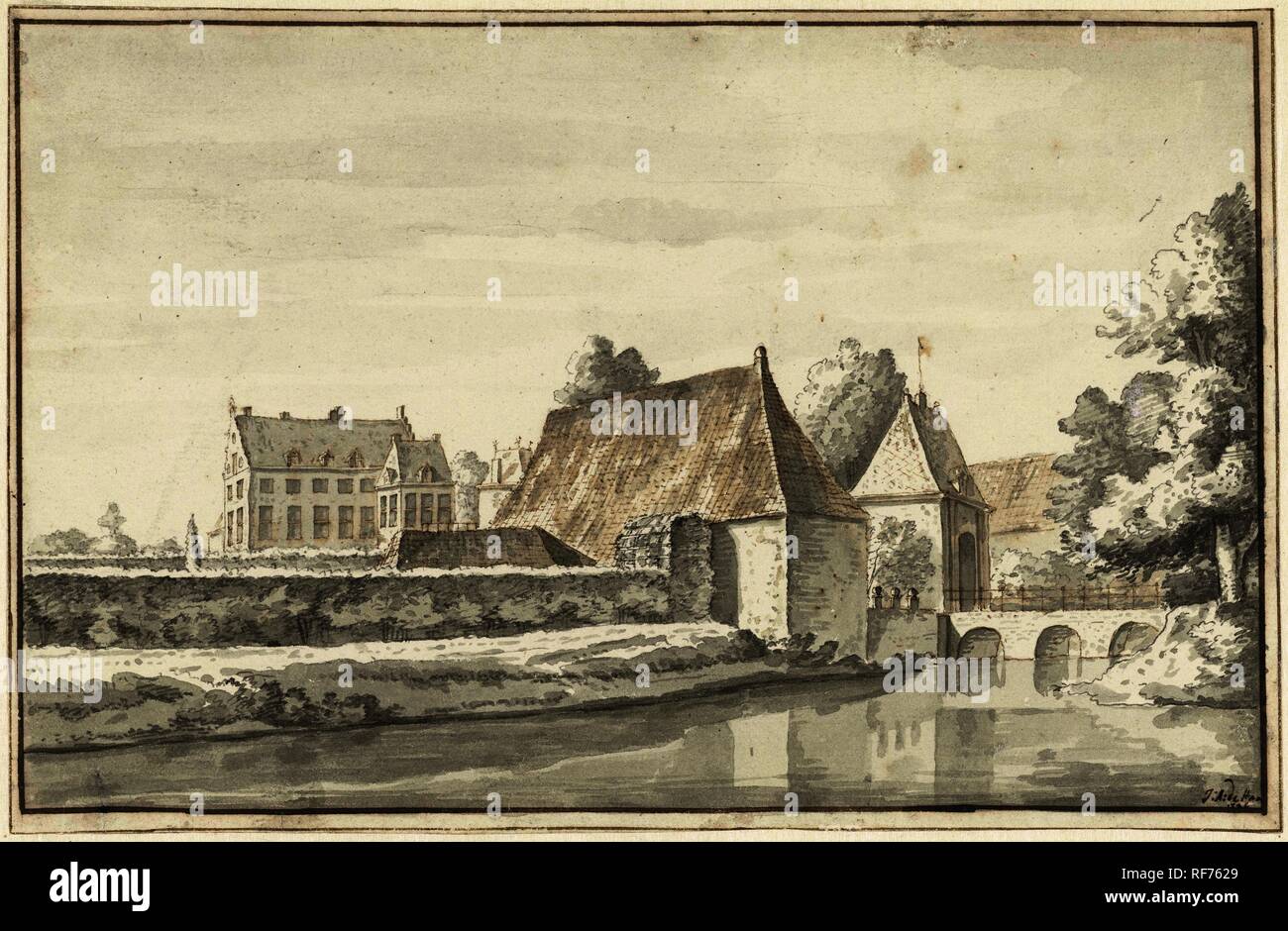 L'Huis Te Dort, près de Zutphen. Rapporteur pour avis : Abraham de Haen (II). Rapporteur pour avis : J.A. de Haar. Dating : 1724. Dimensions : H 158 mm × W 245 mm. Musée : Rijksmuseum, Amsterdam. Banque D'Images