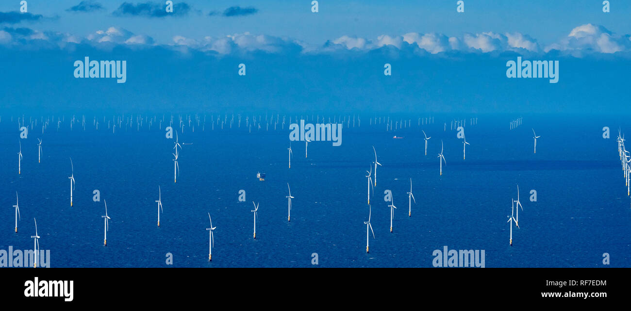 Burbo Bank parcs offshore, au large de la baie de Liverpool, North West England, UK Banque D'Images