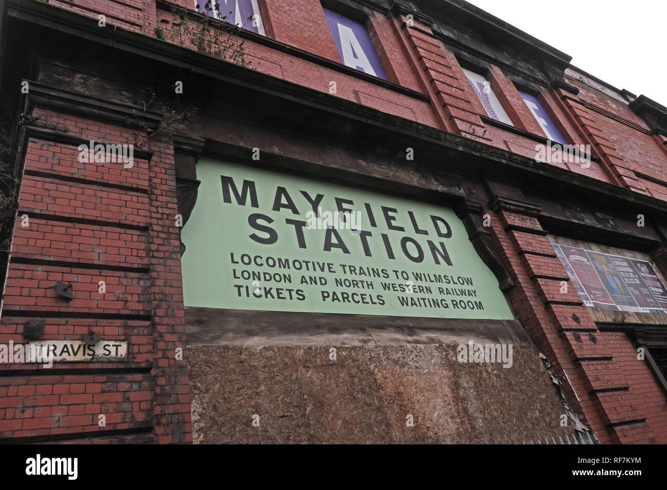 Bâtiment de la gare désaffectée Mayfield Manchester, Fairfield Street, Piccadilly, Manchester, North West England, UK , M1 2QF Banque D'Images