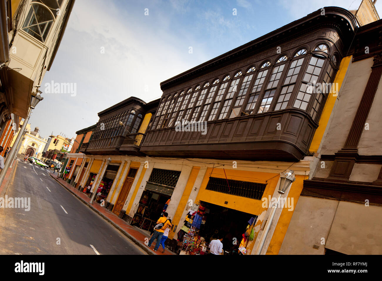 Balcons dans Lima considéré comme héritage de l'humanty protégée par l'Unesco Banque D'Images