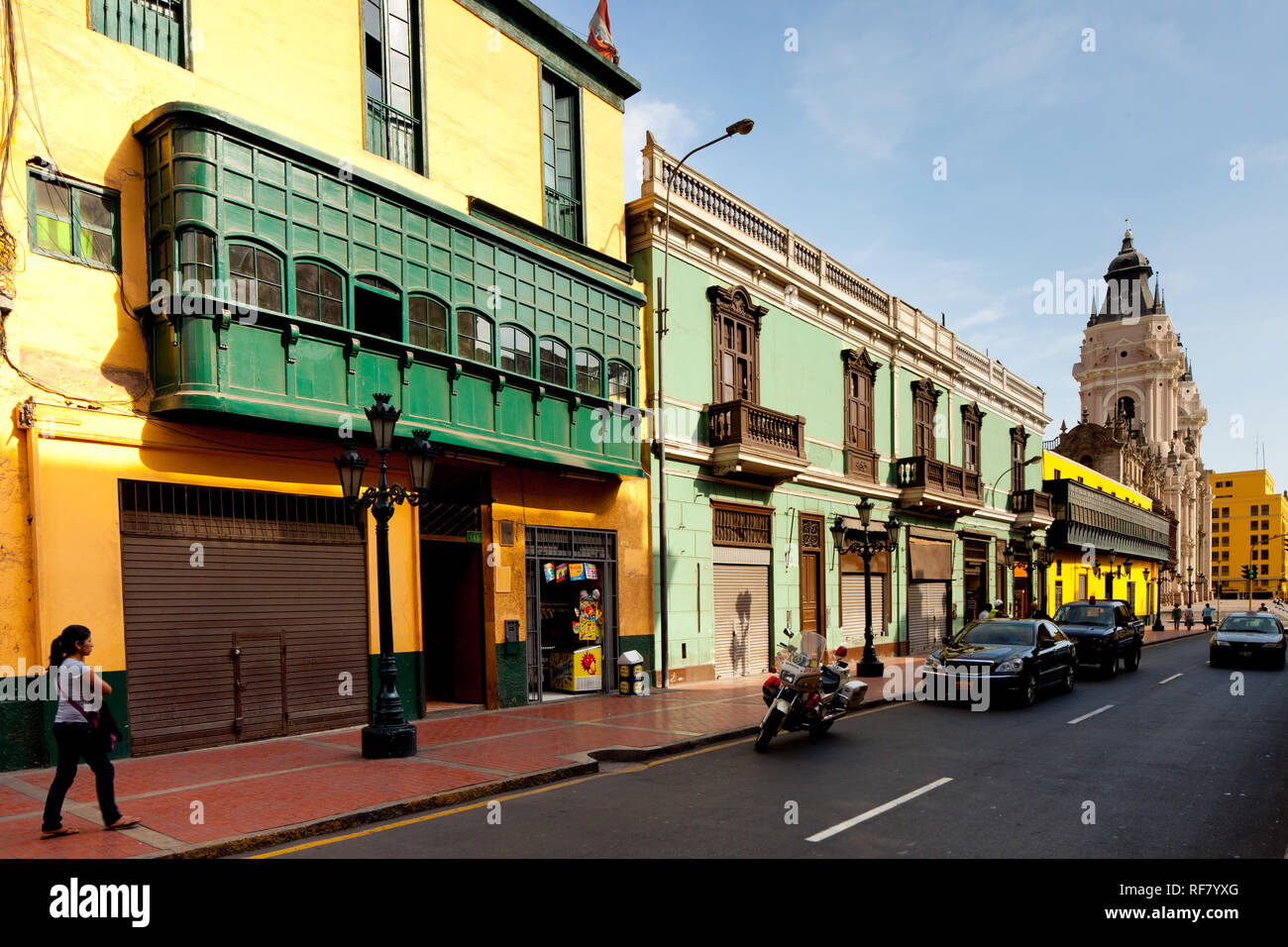 Balcons dans Lima considéré comme héritage de l'humanty protégée par l'Unesco Banque D'Images