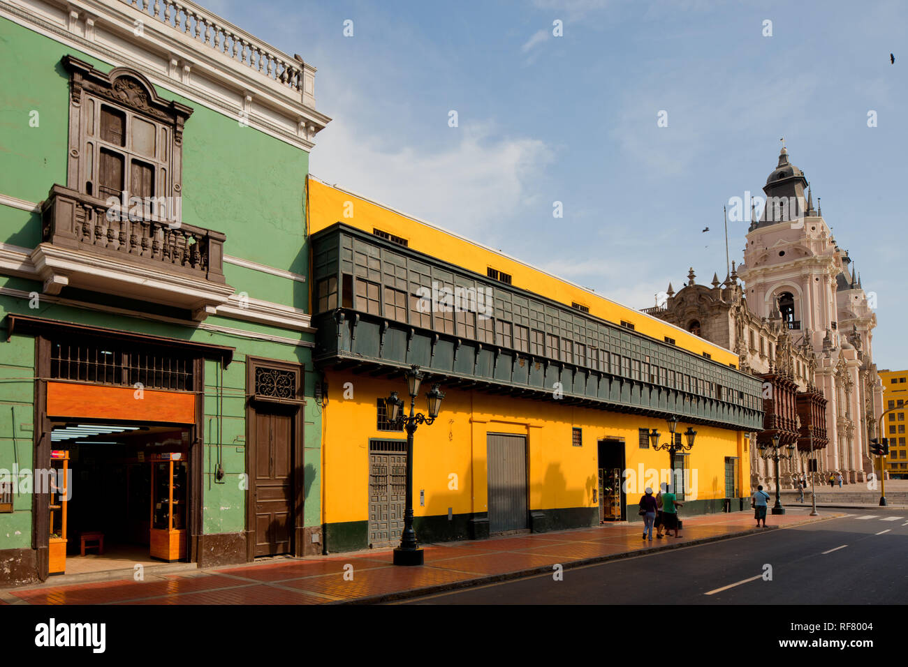 Balcons dans Lima considéré comme héritage de l'humanty protégée par l'Unesco Banque D'Images