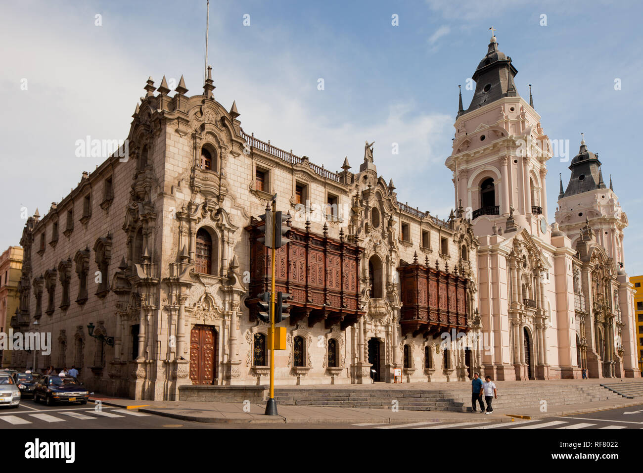 La plaza de Armas et les édifices à Lima, Pérou Banque D'Images