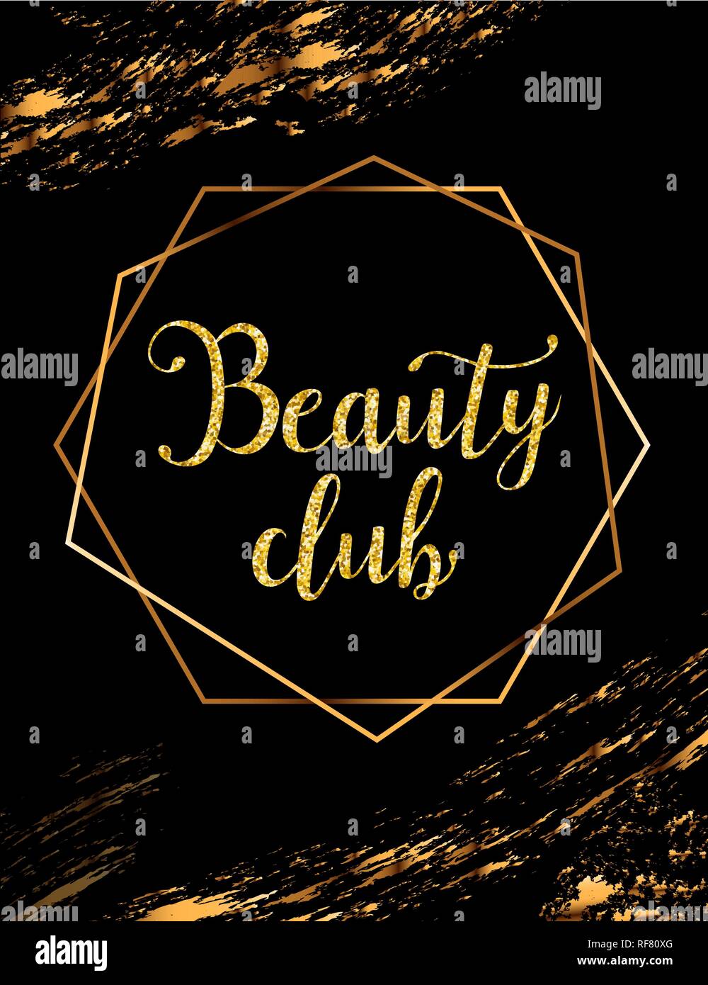 Beauty club vector poster avec de l'or l'éblouissement cristal, Global Beauty club logos, bannières pour maître, pancarte de beauté Illustration de Vecteur