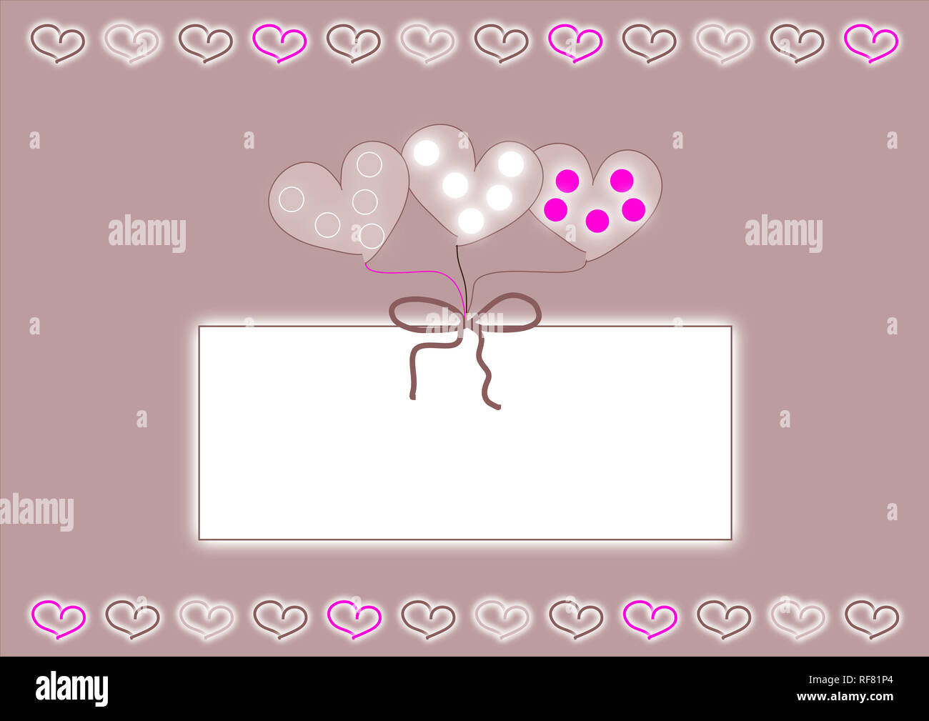 Paquet Blanc Avec Rubans De Coeur Fond De Couleur Nougat Style De Dessin Anime Motif Pour Carte De Voeux Bonne Saint Valentin Anniversaire Design D Emballage Photo Stock Alamy