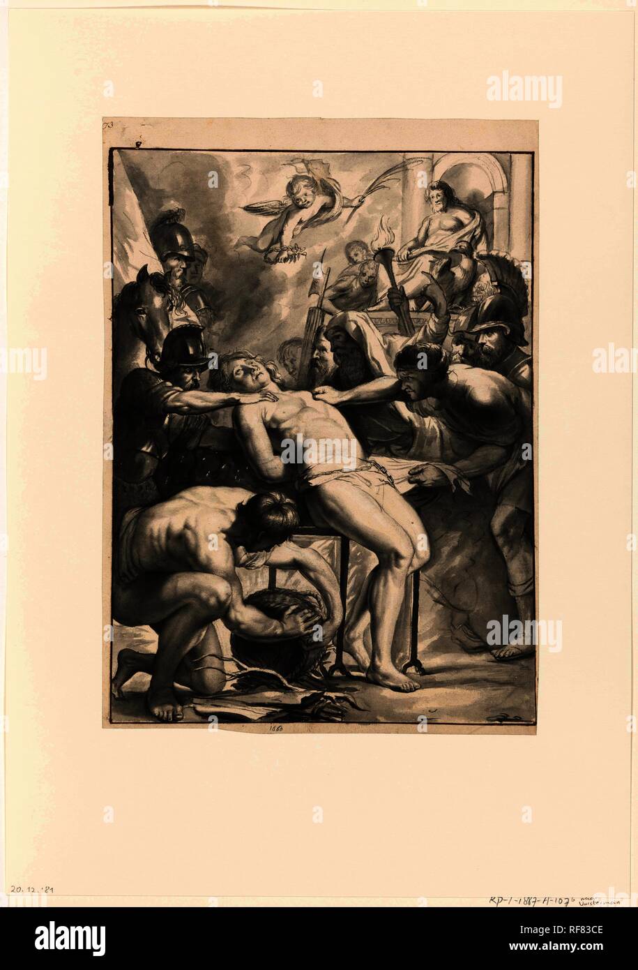 Le Martyre de Saint Laurent. Artiste : Louis XV. Artiste : Peter Paul Rubens. Rapporteur pour avis : Moïse Ter Borch. Dating : 1660. Lieu : Zwolle. Dimensions : H 400 mm × W 284 mm. Musée : Rijksmuseum, Amsterdam. Banque D'Images